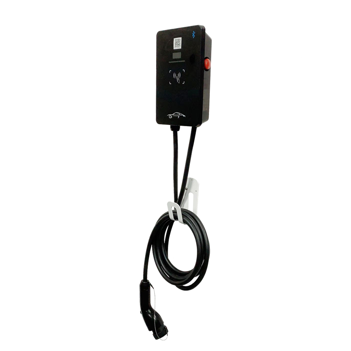 国标7KW家用版单相交流桩 即插即用/刷卡启动 蓝牙功能 LED指示灯 急停按钮 挂壁式不含立柱